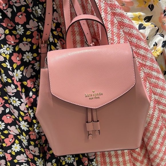 kate spade Handbags - Kate Spade Lizzie Medium Flap Backpack Bright Carnation